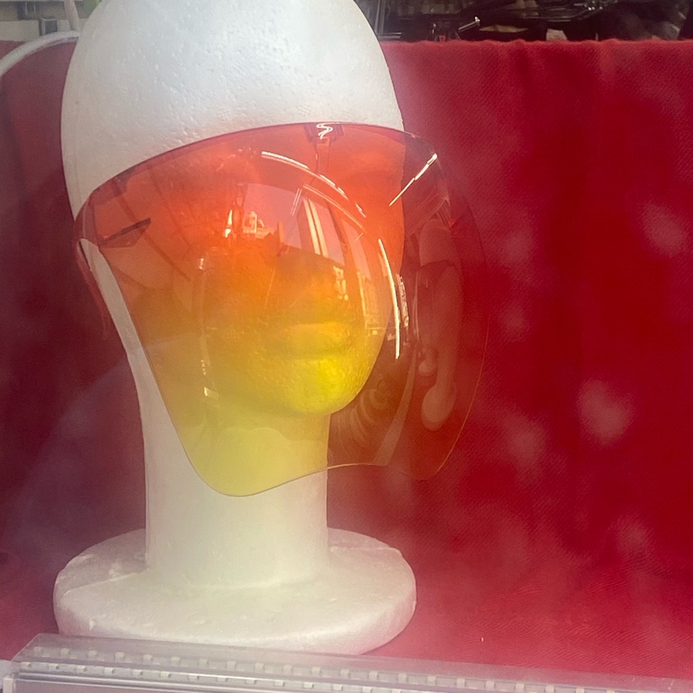 - Oversized orange shield visor sunglass…